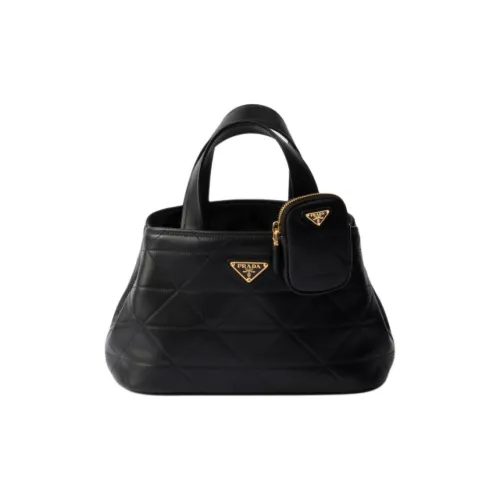 PRADA Quilting Leather Shoulder Bag Crossbody Bag Handbag Small Size Women's Black