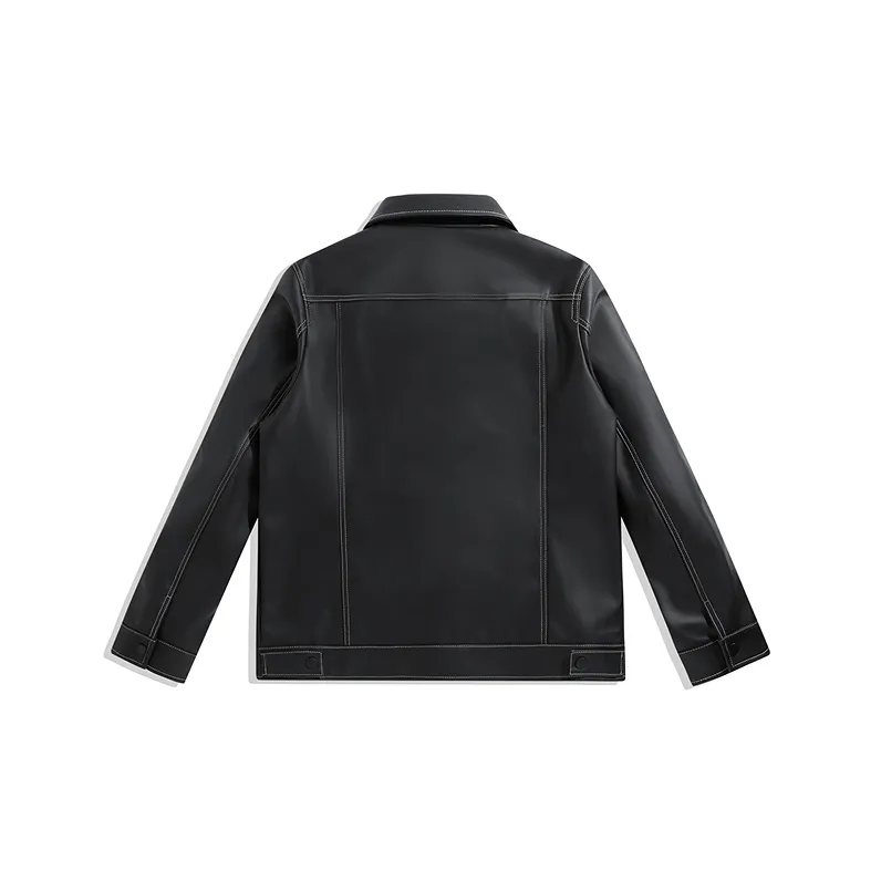 PEACEBIRD MEN PU Leather Jacket Men's-1