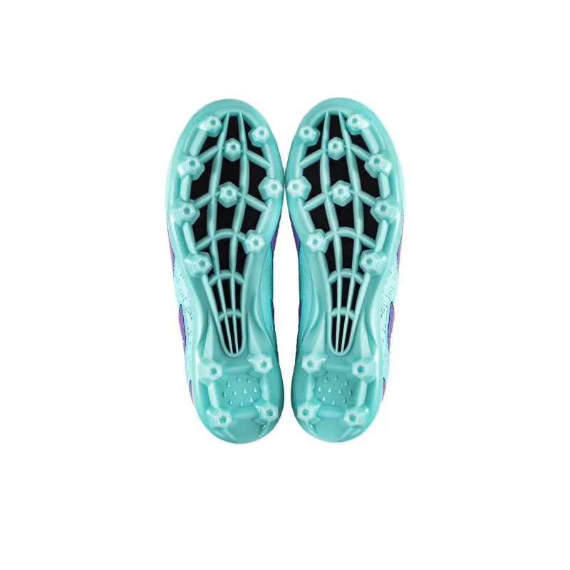 TriVict Win A Hundred Battles And Win A Hundred Victories. Soccer Shoes Unisex Mid Top White/Pink/Aqua/Blue-19