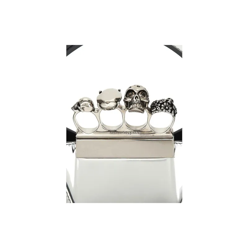 Alexander McQueen Polyurethane Hobo Bag, Shoulder Bag, Crossbody Handbag Mini Women's Silver-5