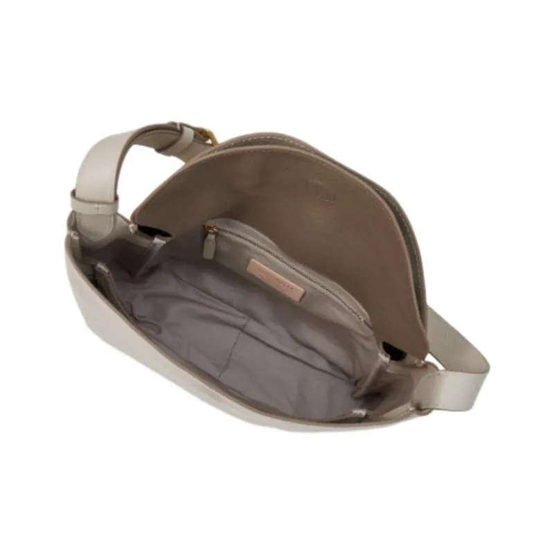 COCCINELLE Cow Leather Handbag Shoulder Bag Large Size Women's Shell Gray-3