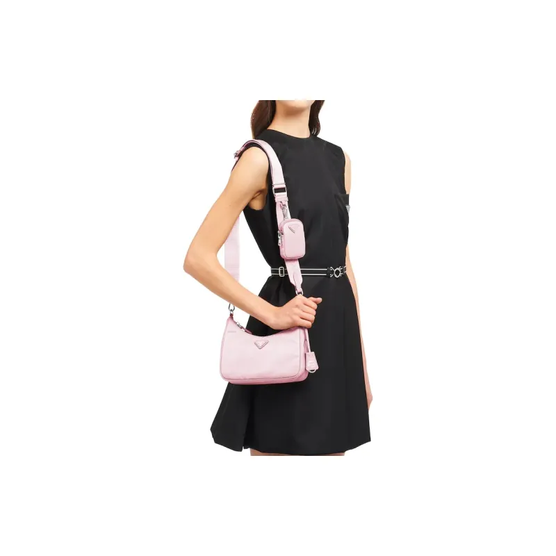 PRADA Re-Edition Nylon Fabric Shoulder Bag Crossbody Bag Regular Women's Snowflake Gypsum Pink-3