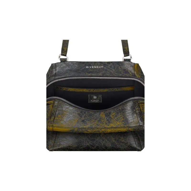 Givenchy Pandora Crackle Calfskin Shoulder Bag, Crossbody Bag Trumpets Women's Black & Yellow-3