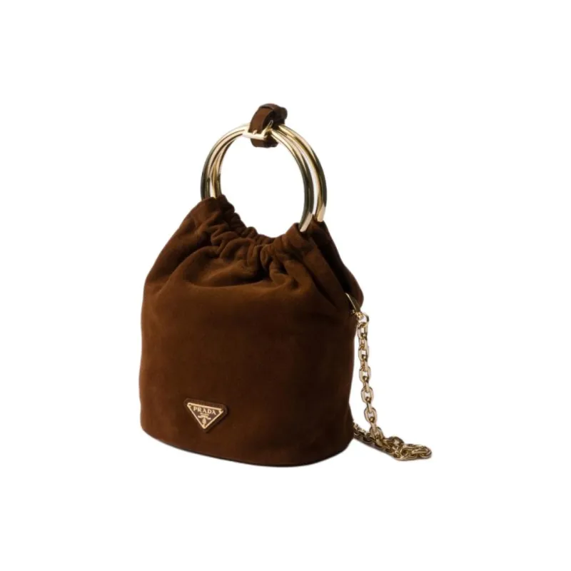 PRADA Suede One Shoulder Handbags Mini Women's Cocoa Brown-1