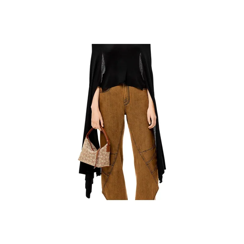 LOEWE Small Cubi Bag In Anagram Jacquard And Calfskin Tan/Pecan-8