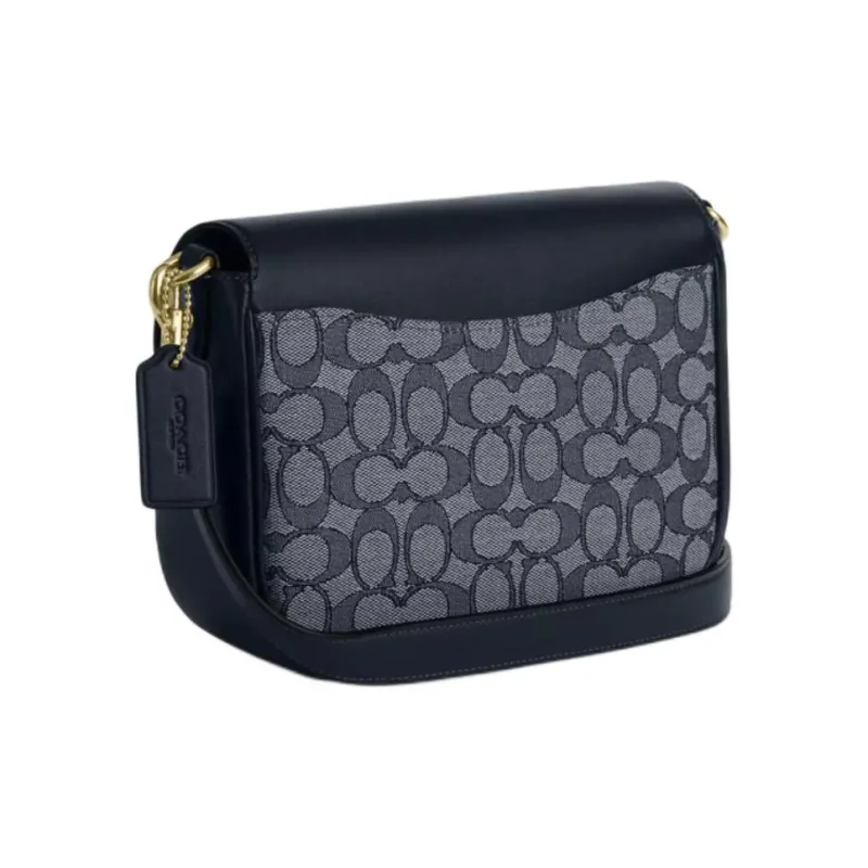COACH Amelia Jacquard With Leather Shoulder Bag, Crossbody Bag Women's Midnight Marine-1