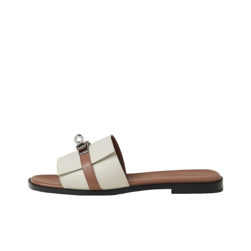 HERMES Giulia Slide Slippers Women's Beige-0