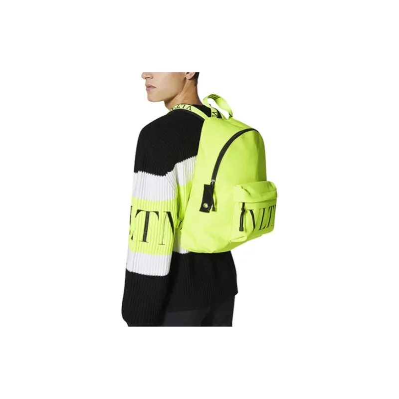 Valentino Nylon Fabric Backpack Men's Neon Green-5
