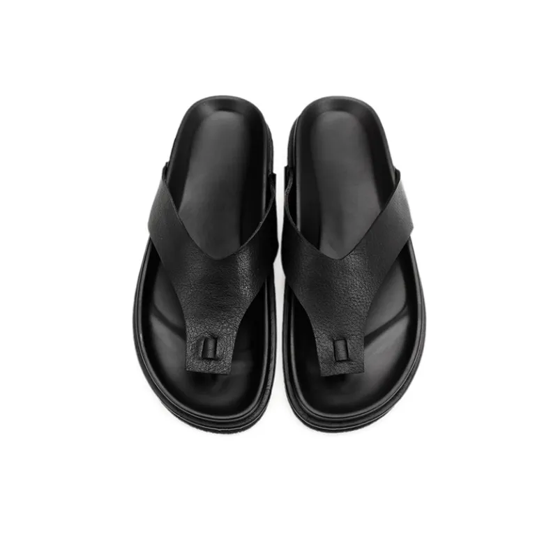 Voguhomme Abrasion Resistant Flip Flops Men's Black-4