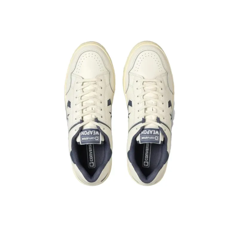 Converse Weapon Anti Slip Wear Resistant Low Top Skateboard Shoes Unisex White Blue-3