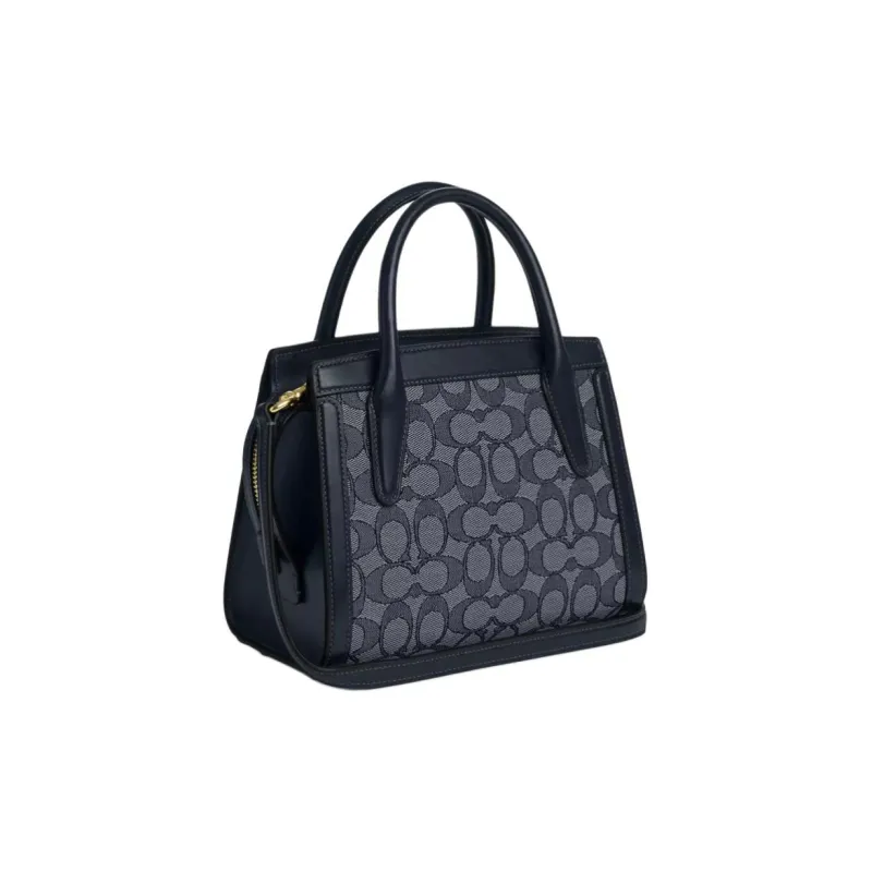 COACH ANDREA Jacquard With Calfskin Shoulder Bag Crossbody Bag Handbag Small Size Women's Midnight Navy-1
