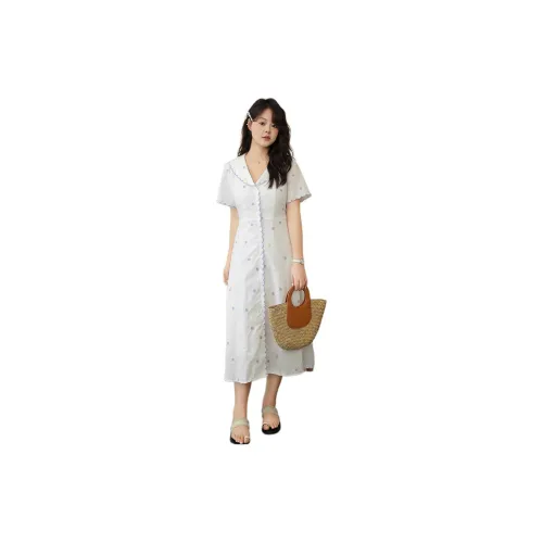 DAMABAIFENBAI Short-Sleeved Dresses Women's White