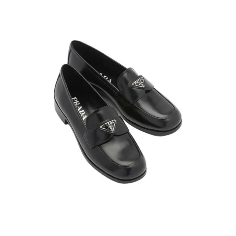 PRADA Bushed Leather Loafers 'Black' Women's-2