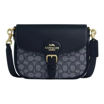 COACH Amelia Jacquard With Leather Shoulder Bag, Crossbody Bag Women's Midnight Marine