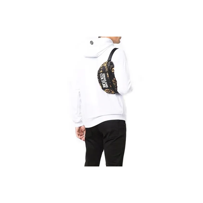 VERSACE JEANS COUTURE Polyurethane Sling Bag, Fanny Pack Regular Unisex Black, Gold & Multicolor-3