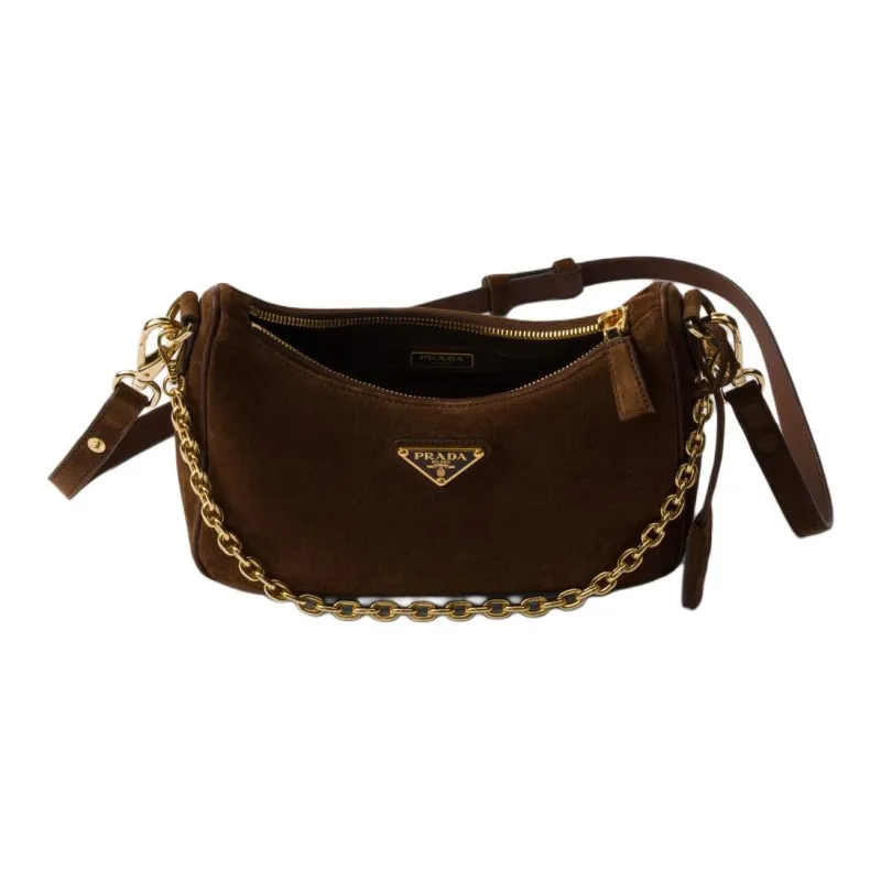 PRADA Re Edition Suede Shoulder Bag, Crossbody Bag Mini Women's Cocoa Brown-4