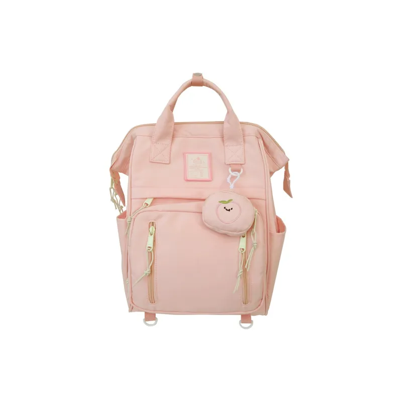 Kaka Tree Nylon Backpack Unisex Black/Ecru/Pink/Red-2