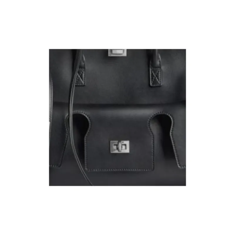 Balenciaga Bel Air Medium Carry All Bag Aged Silver Hardware Black-4