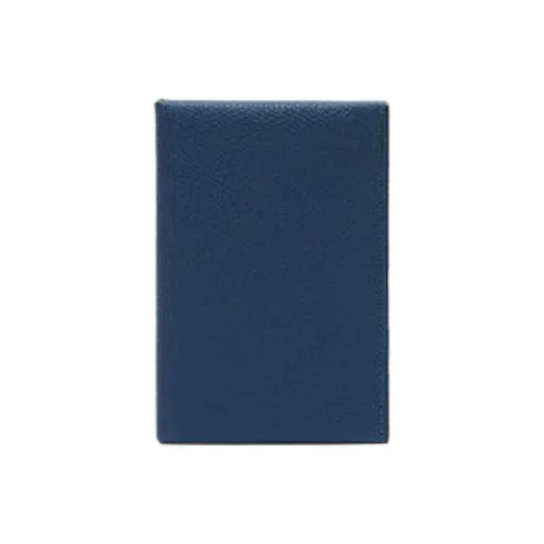 Valextra Millepunte Calfskin Card Holder Women's Sapphire Blue & Black