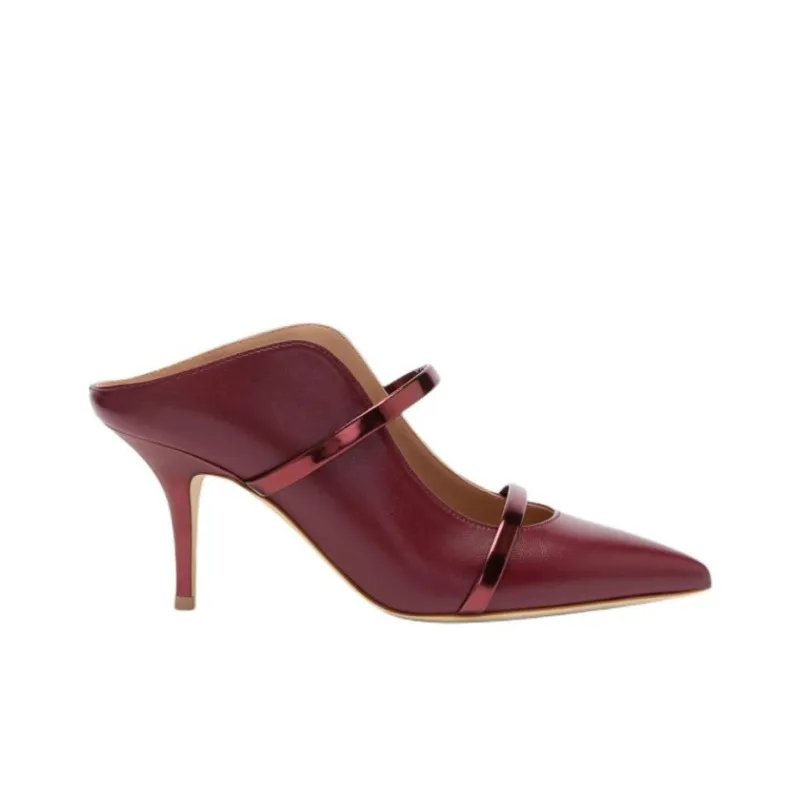 Malone Souliers Maureen Closed Toe Slippers 7cm Women's Red-1