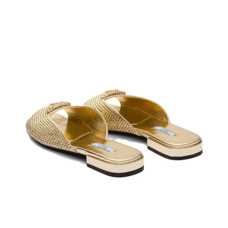 PRADA Slide Slippers Women's Gold-3