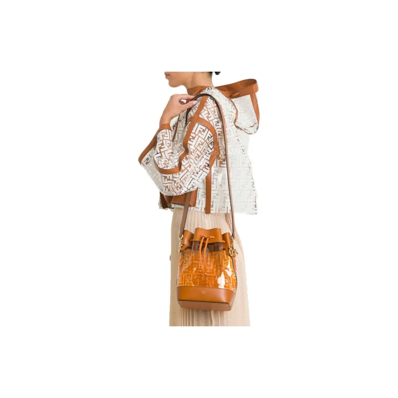 FENDI Mon Tresor Patchwork Bucket Bag Handbag Shoulder Bag Small Size Women's Brown-5