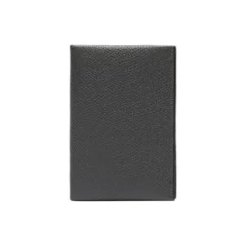Valextra Millepunte Calfskin Card Holder Men's Smoke Gray & Black