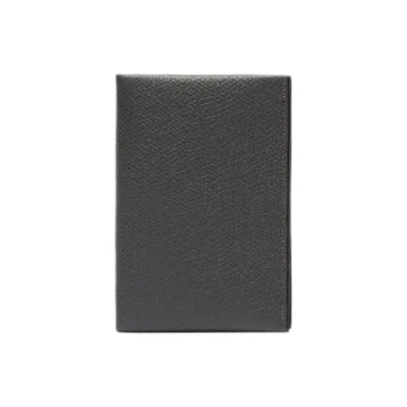 Valextra Millepunte Calfskin Card Holder Men's Smoke Gray & Black-0