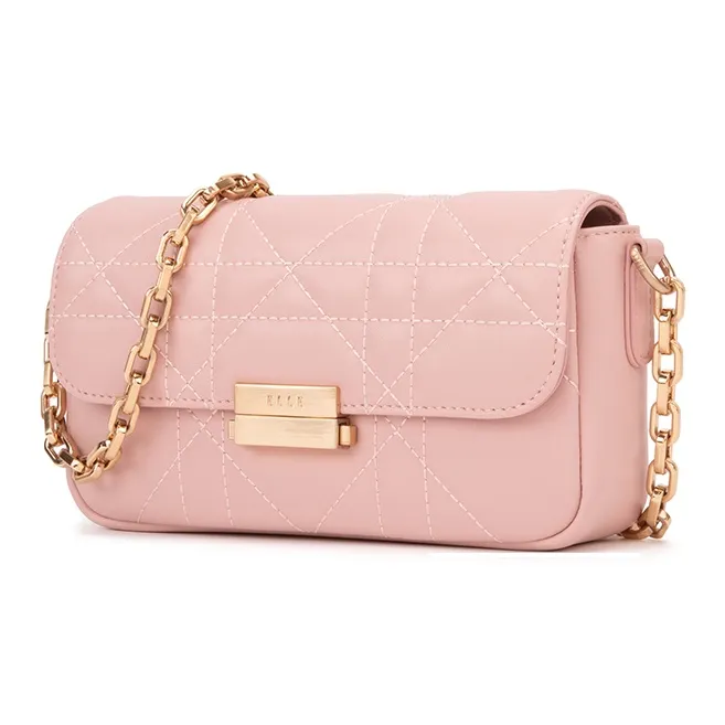 ELLE Leather Crossbody Bag, Shoulder Bag Trumpets Women's Pink/White/Black-1