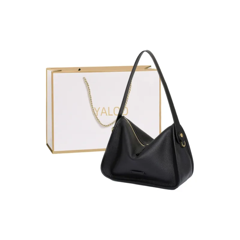 Yalu Cow Leather Underarm Handbag, Shoulder Bag Women's White/Black/Premium Gray-2