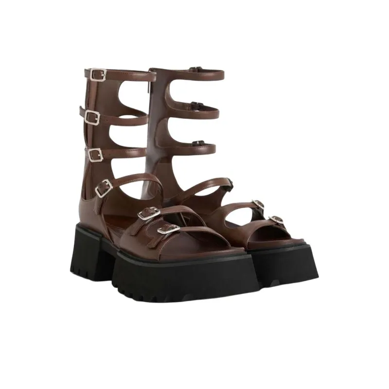 CHARLES&KEITH Small CK Gothic Lolita Style Roman Sandals 5.6cm Women's Black-8