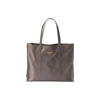 PRADA Leather Tote Bag, Shopping Bag, Handbag Large Size Women's Tin Solder