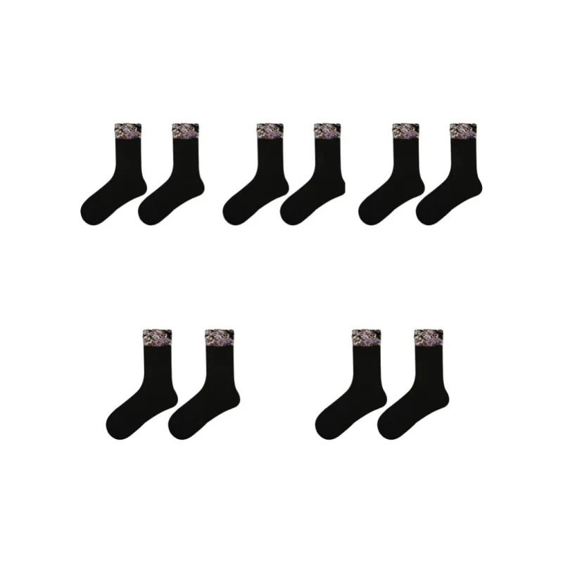 Vine Color Mid Calf Socks Women's 5 Pack-11