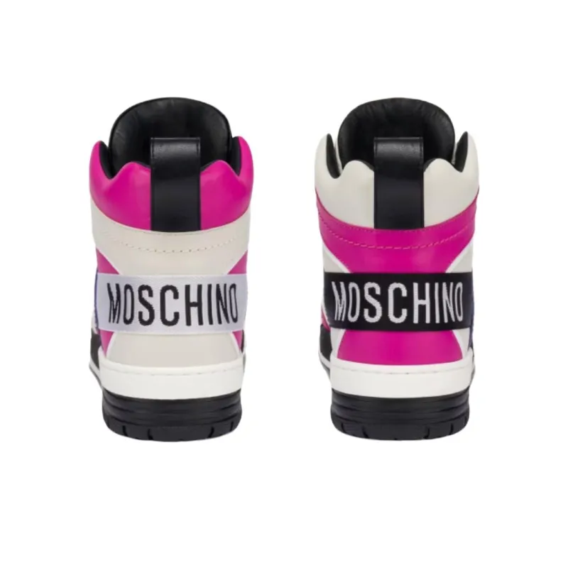 MOSCHINO Streetball High Top Skateboard Shoes Women's Pink White-4