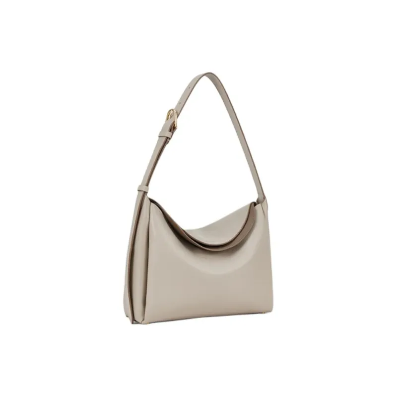 COCCINELLE Cow Leather Handbag Shoulder Bag Large Size Women's Shell Gray-1