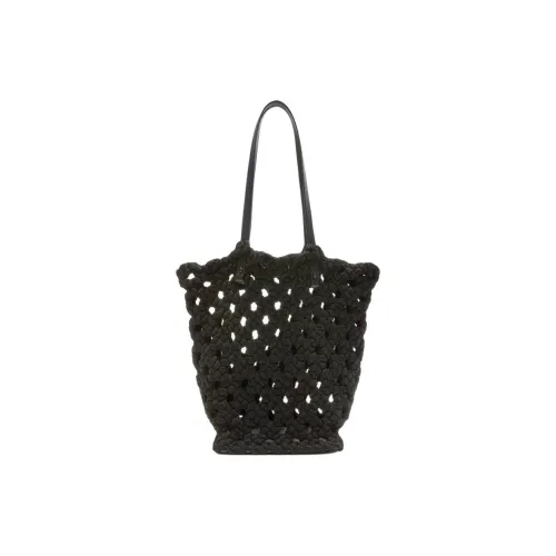 Valextra Woven Fabric With Calfskin Tote Bag, Shopping Bag, Handbag Women's Black