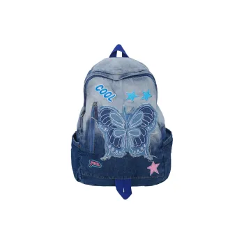 MINLUBAOLUO Denim Ins Effortless Style Hot Girl Backpack