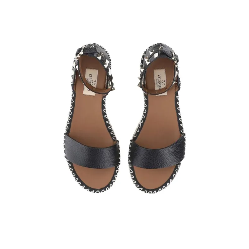 Valentino Rockstud One Strap Sandals Women's Black-3