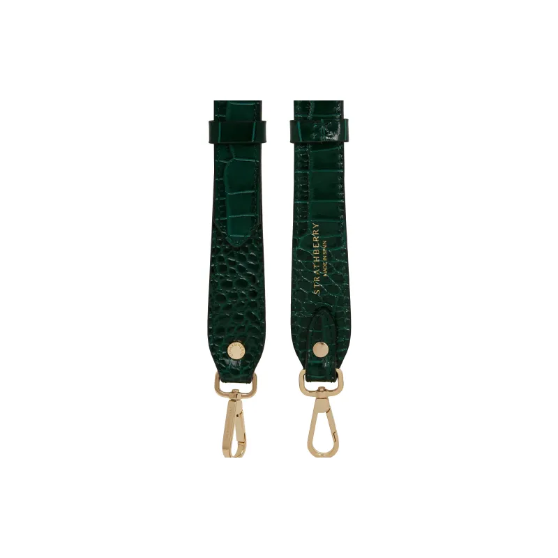 Strathberry Crocodile Embossed Leather Bag Straps Women's Dark Green-1