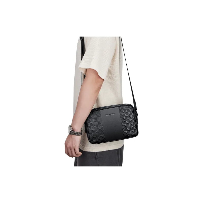 WilliamPOLO Cow Leather Shoulder Bag Men's Black-9