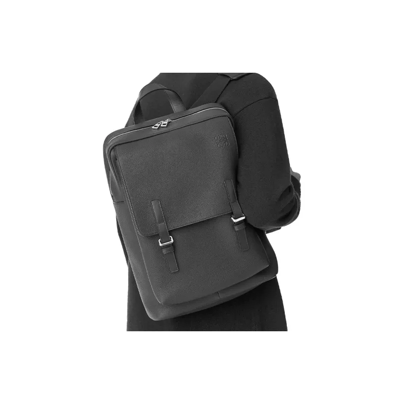 LOEWE Military Soft Grained Calfskin Backpack Men's Ocean-4