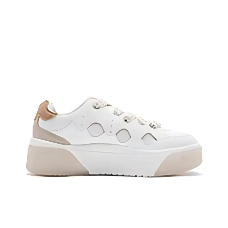 QIAODAN Wear resistant And Lightweight Low Top Skateboard Shoes Women's White Brown-1