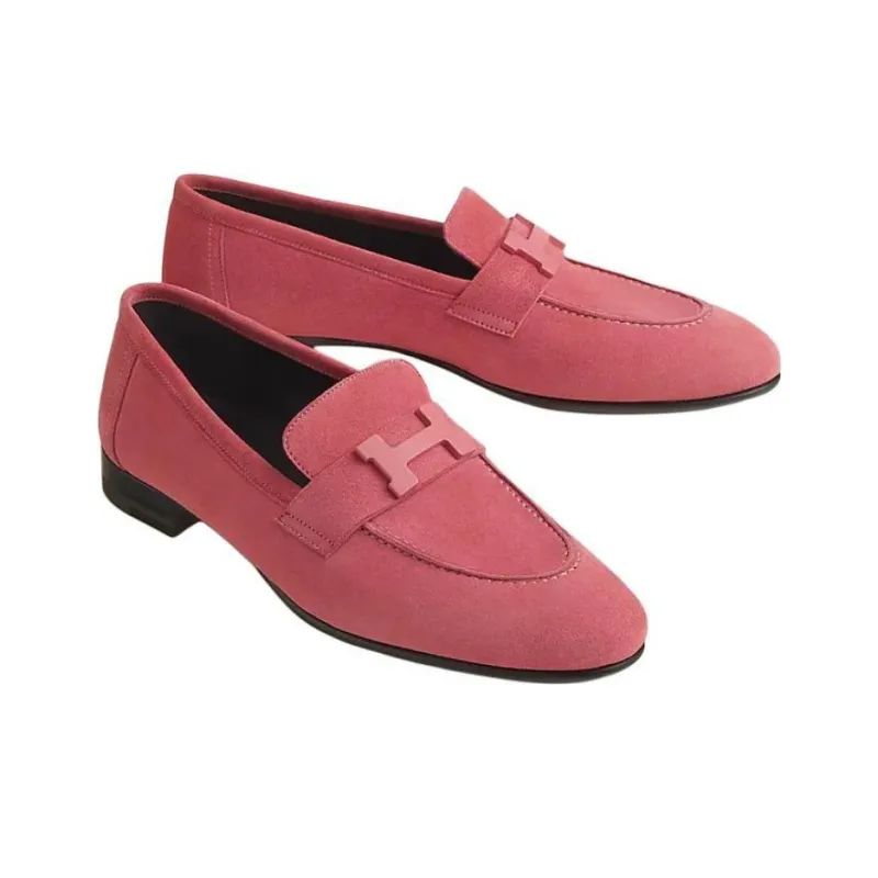 HERMES Paris Loafers Women's Pink-2