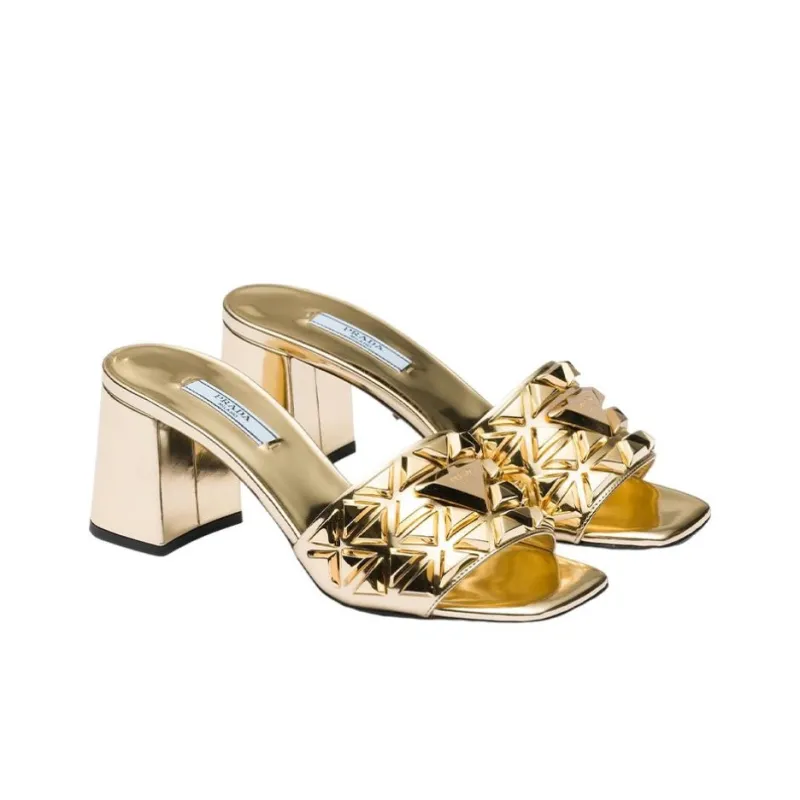 PRADA Stylish Sandal 6.5cm Women's Gold-2