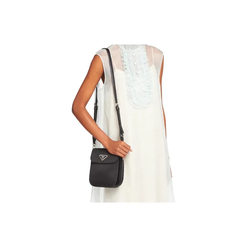 PRADA Nylon And Leather Shoulder Bag Women's Black-4