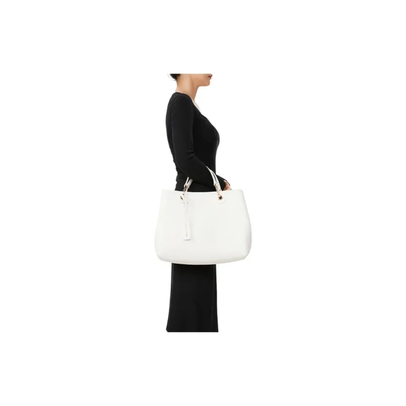 EMPORIO ARMANI Leather Handbag Handbag Large Size Women's White-5