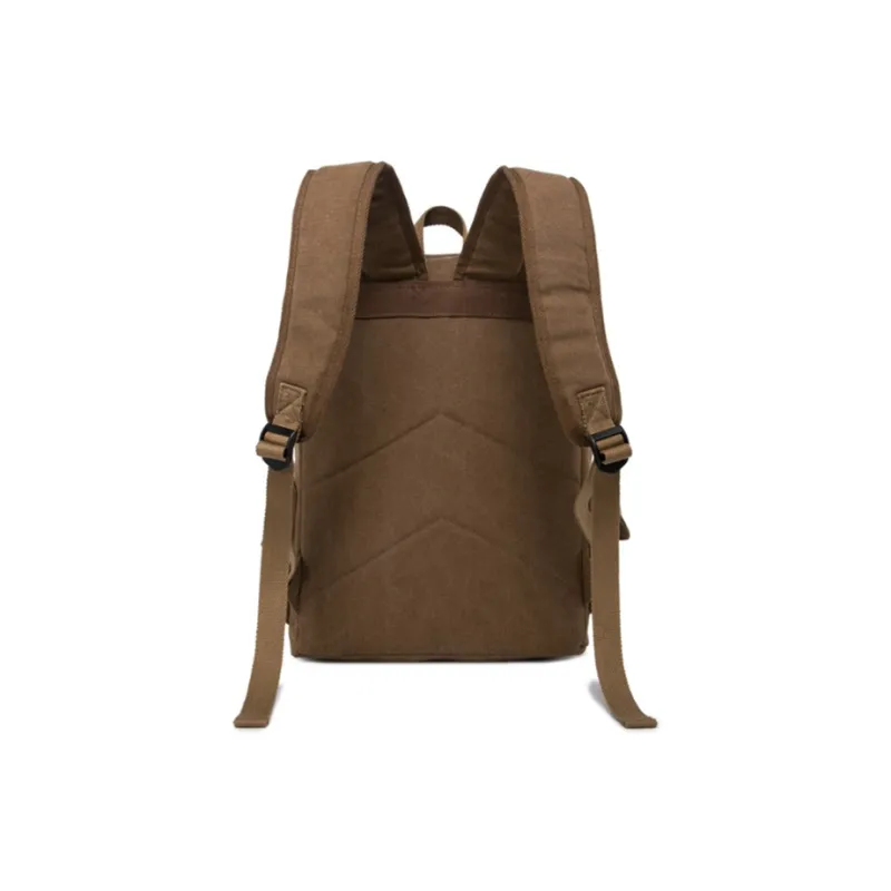 GKY Durable Canvas Canvas Bag Student Backpack Regular Unisex Black/Khaki-9