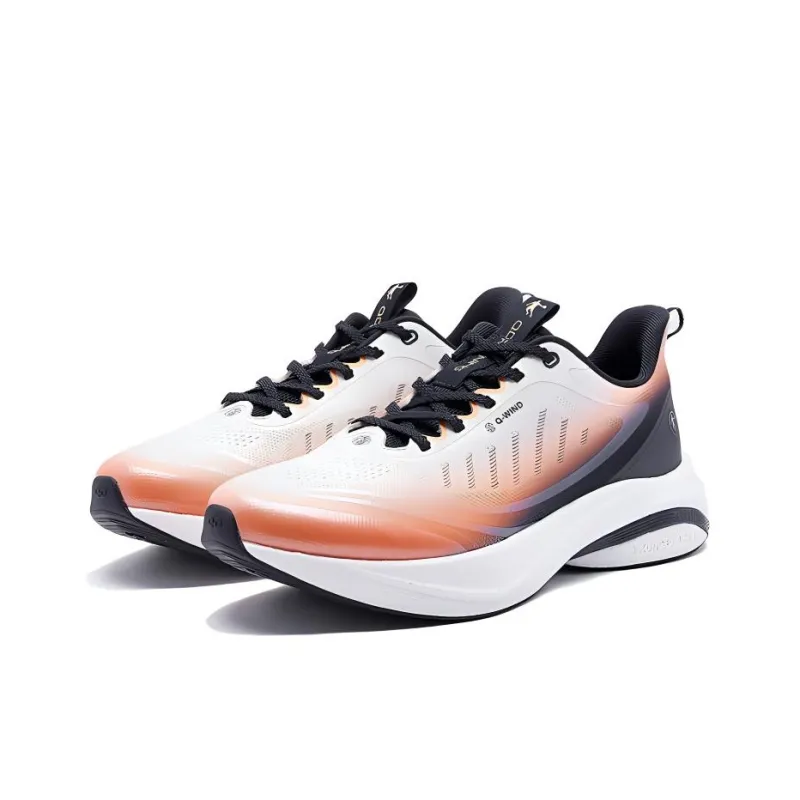 QIAODAN Cushioning Wear Resistant Low Top Casual Running Shoes Men's White Orange Black-1