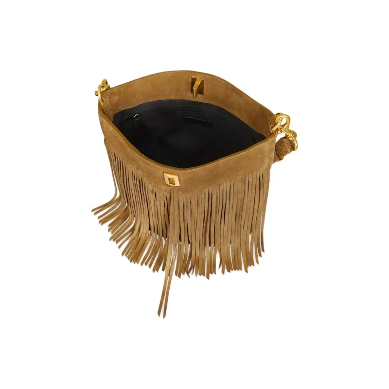 REBECCA MINKOFF Suede Bucket Bag Handbag Shoulder Bag Women's Honey Brown-2