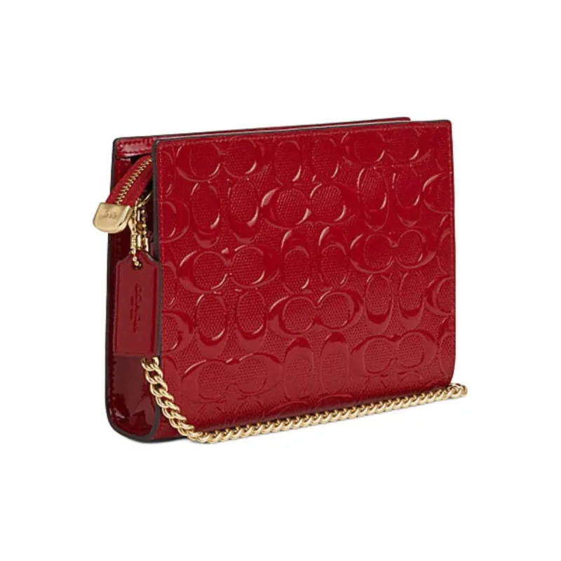 COACH Cow Leather Shoulder Bag, Crossbody Bag Trumpets Women's Red-1